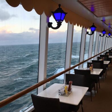 At sea