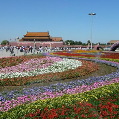 Floral decorations in Tian An Men Square