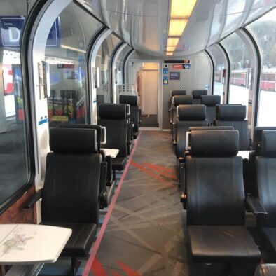 L’interno del Bernina Express