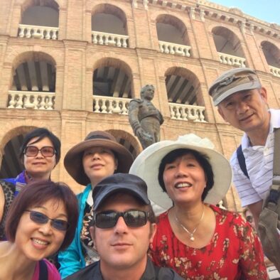 Group photo in front of Valencia Plaza de Toros (bullring)