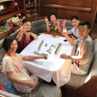 In the "living room" of our yacht