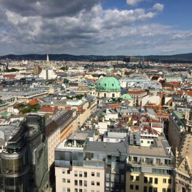 Enjoying a stunning view of Vienna from the North Bell Tower of Saint Stephen Cathedral (Stephansdom)